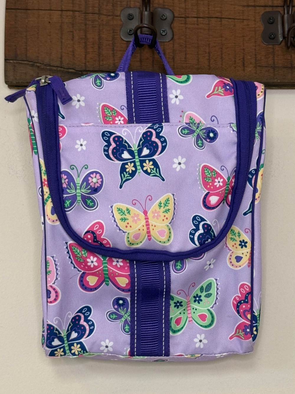Pottery Barn Kids: Mackenzie Hanging Toiletry Bag, Purple Colorful Butterflies